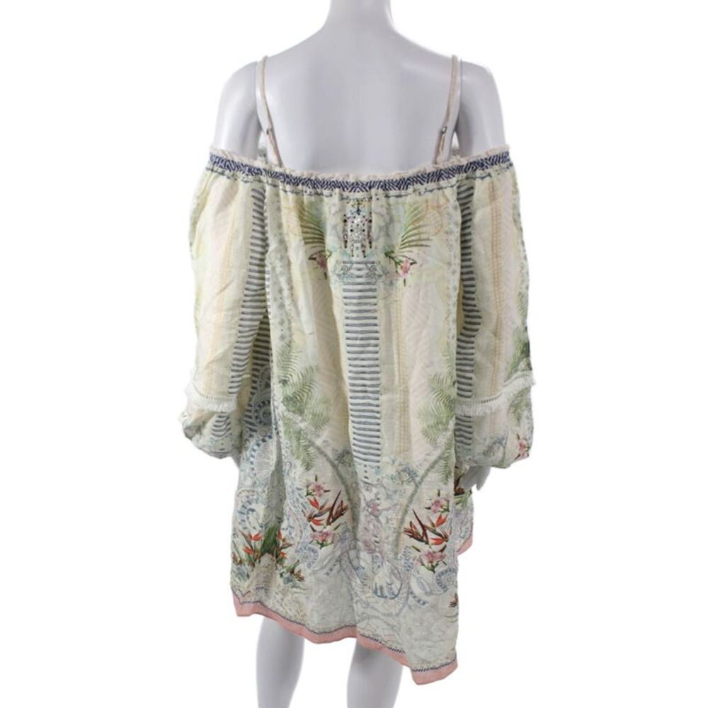Camilla Womens Shift Dress Multicolor Floral Off Shoulder Long Sleeve Size M - Picture 4 of 7